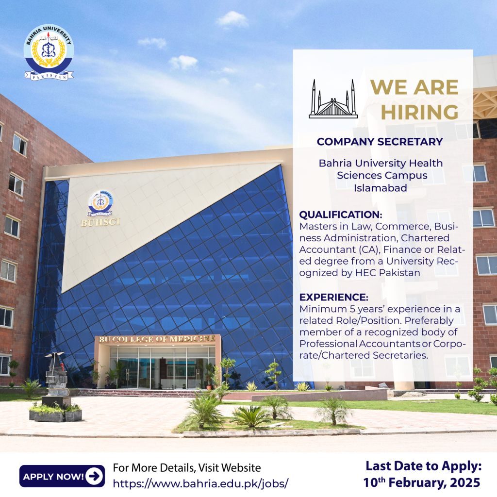 Company Secretary at Bahria University Health Sciences Campus Islamabad